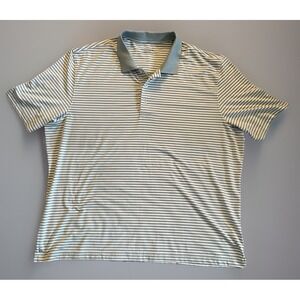 UnTuckit Short Sleeve Collared Golf Polo Shirt Gray White Stripes Logo 3XL JBHS